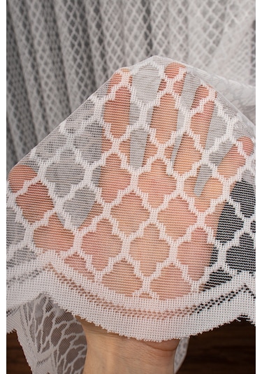 Geometrik Desen Örme Tül Perde 1133