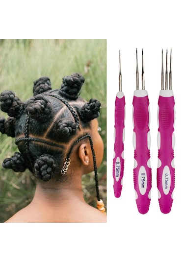 Suntek Kolay Kullanımlı Dreadlock Tığ Örgü Saç Aracı - Pembe