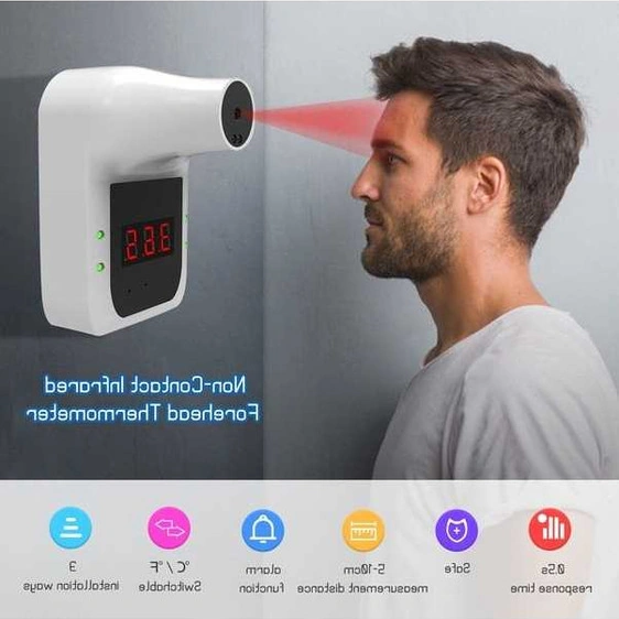 Fortunelane Otomatik Uyarılışlı Hızlı Alın Termometresi - Hassas Duvar Tipi Kızılötesi Ateş Ölçer