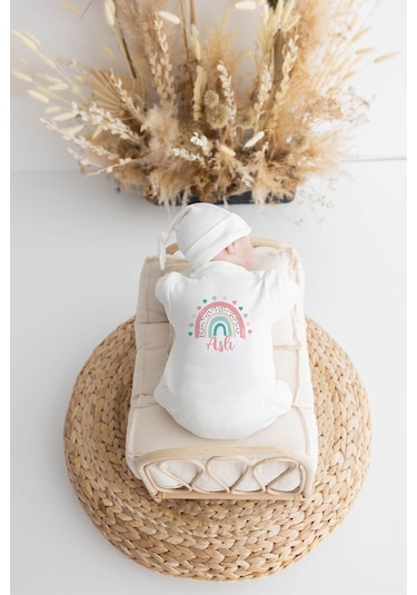 Lilabio %100 Organik Isme Özel Isimli 10lu Hastane Çıkışı Gökkuşağı Ekru