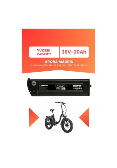 Arora Madrıd Uyumlu 36v 20ah Elektrikli Bisiklet Bataryası Siyah