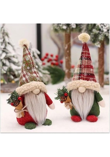 Geekyou Yeşil 24 Cm Noel Gnomu, 1 Adet, Polyester Materyal, Ev Dekorasyonu, Konfor Sağlar, Desteksiz Durabilir