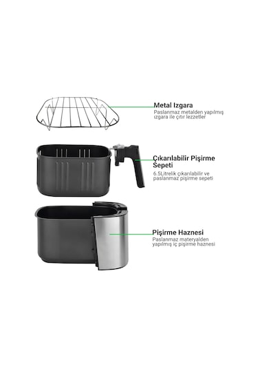 Wiami TTAF-500MS 6.5 L Retro Yağsız Hava Fritözü Airfryer