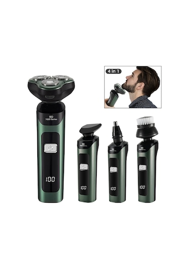 Elektrikli Lcd Dijital Ekran Üç Başlı Yüzen Tıraş Bıçağı Type-c Siyah