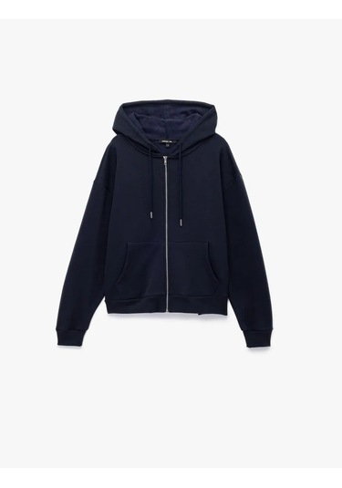 Koton Fermuarlı Kapüşonlu Kanguru Cepli Uzun Kollu Şardonlu Oversize Kadın Sweatshirt 6wak10151nk Lacivert Koton Fermuarlı Kapüşonlu Kanguru Cepli Uzun Kollu Şardonlu Oversize Kadın Sweatshirt 6wak10151nk Lacivert
