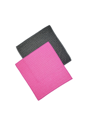 Hobee 2'li Kareli Simli Ovma Bezi 40x40 320gsm - Pembe/Gri