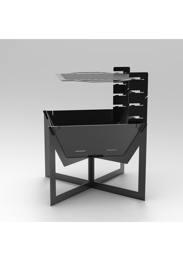 Portatif Ateş Çukuru Kademeli Izgaralı Ve Ayaklı Bahçeniz İçin De Siyah