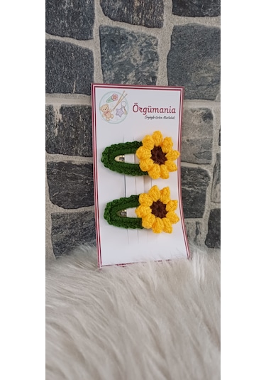 Ayçiçeği Çıtçıtlı Toka - Örgü Toka Sarı - Yeşil
