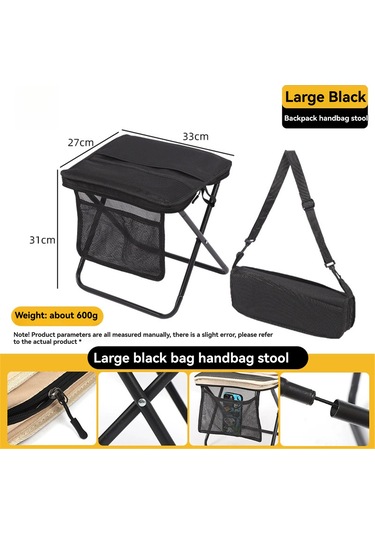 Moveevo Kollektif Taşınabilir Dış Mekan Sandalyesi - Çapraz Gövde Dayanıklı Metal & Oxford Kumaşı - Camping, Balıkçılık, Bisiklet Turları İçin - Siyah Büyük Boy Siyah