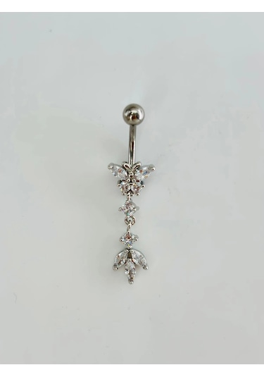 Kelebek Detaylı Sallantılı Göbek Piercing Çok Renkli 64264099