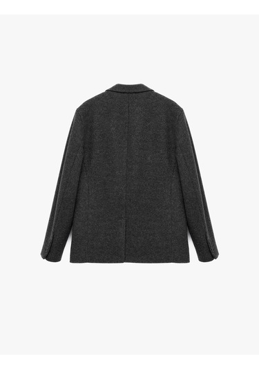 Koton Uzun Kollu Cepli Mono Yaka Kaşe Blazer Ceket Antrasit 6sam50004hw