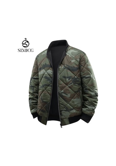 Erkekler İçin Kış Aylarında Giyilebilecek Çift Taraflı, Su Ve Rüzgar Geçirmez Pamuklu Kapitone Ceket. Yeşil