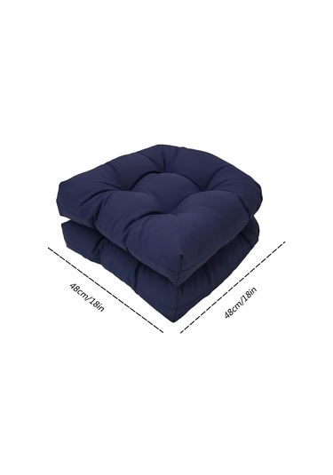 Sones 1 Çift 48 X 48 Cm Bahçe Veranda Rattan Sandalye Su Geçirmez Minder Kalın Yumuşak Kanepe Minderi Lacivert