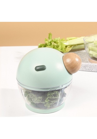 Dinosaurs Yuvarlak Burun Çok Fonksiyonlu El Çekin Sarımsak Kıyma Makinesi Üfer Yeşil05 Ahşap