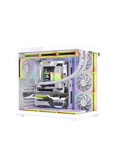 Alpha Neon 7x Argb Fan Kumanda Ve Kontrolcü Atx Boş Bilgisayar Kasası Beyaz