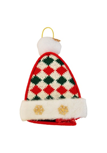 Yılbaşı Ağaç Süsü Süslü Süpriz Kutusu Şapka Modeli 16x12 Cm