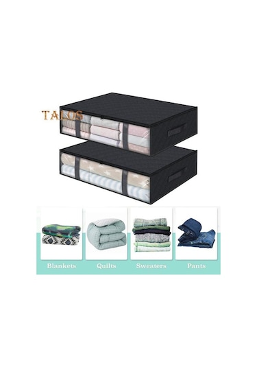 Gri 2 Adet Giysi Saklama Çantası Büyük Kapasiteli Mağaza Hafif Kullanışlı Yatak Battaniyesi Saklama Kabı Ev Gereçleri Gri