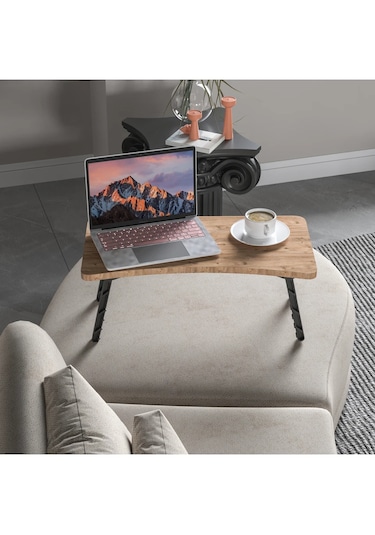Alpa Ev Mobilya Katlanabilir Laptop Sehpası, Taşınabilir Katlanır Masa, Kahvaltı Ve Çalışma Masası Atlantik Çam