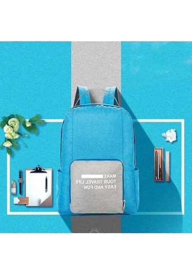 Luckydog Lacivert Katlanabilir Sırt Çantası Öğrenci Okul Çantası Oxford Kumaş Spor Çantası Moda Katlanır Çanta Rahat Lacivert Lacivert