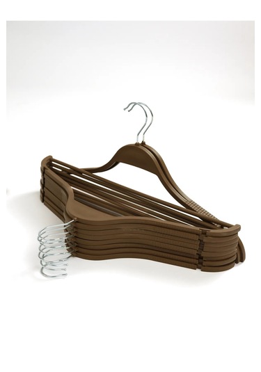 10'lu Siyah, Beyaz, Kahve Plastik Askı Seti Dayanıklı Kıyafet Askıları, Ev Ve Ofis Kullanımı İçin Kahverengi