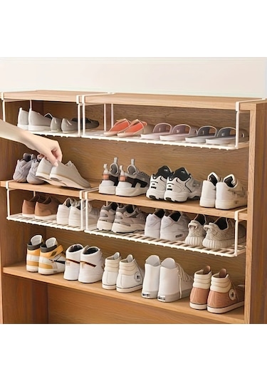 Dashanshop Beyaz Küçük Katlanır Metal Ayakkabı Rafı - Sağlam, Elektriksiz Dolap Yatak Odası Depolama Beyaz