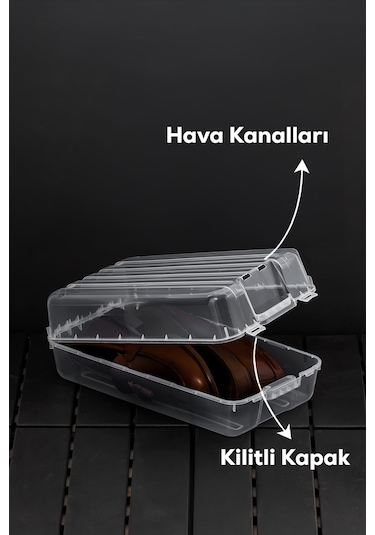 Porsima 3207 10 Adet Erkek Ayakkabı Saklama Kutusu - Şeffaf Pratik Ayakkabı Kabı Düzenleyici Saklama Seti ŞEFFAF