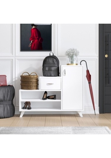 Decormet Retro Ayakkabı Dolabı Beyaz Beyaz