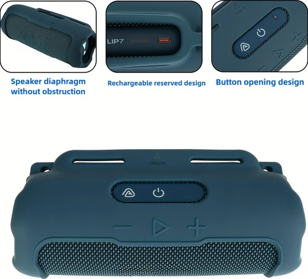 Willowhaven Jbl Flip7 Hoparlör Silikon Kılıf 2 Kayış Ve Omuz Askılı Taşıma Kılıfı Mavi