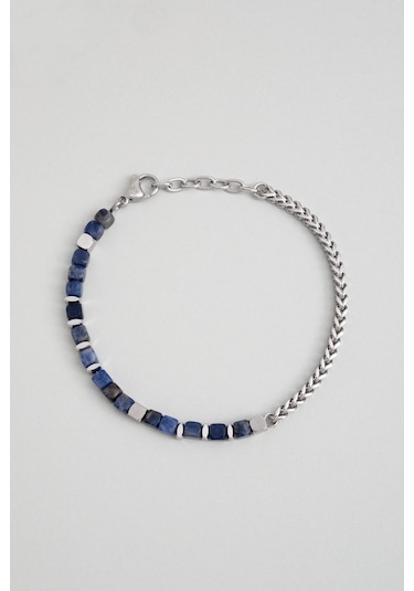So Chic Sodalit Taşlı Çelik Zincir Erkek Bileklik Çelik