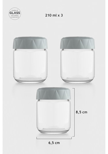 Renga Lexa 210 Ml 3'lü Cam Baharatlık Seti 161015 Gri Gri