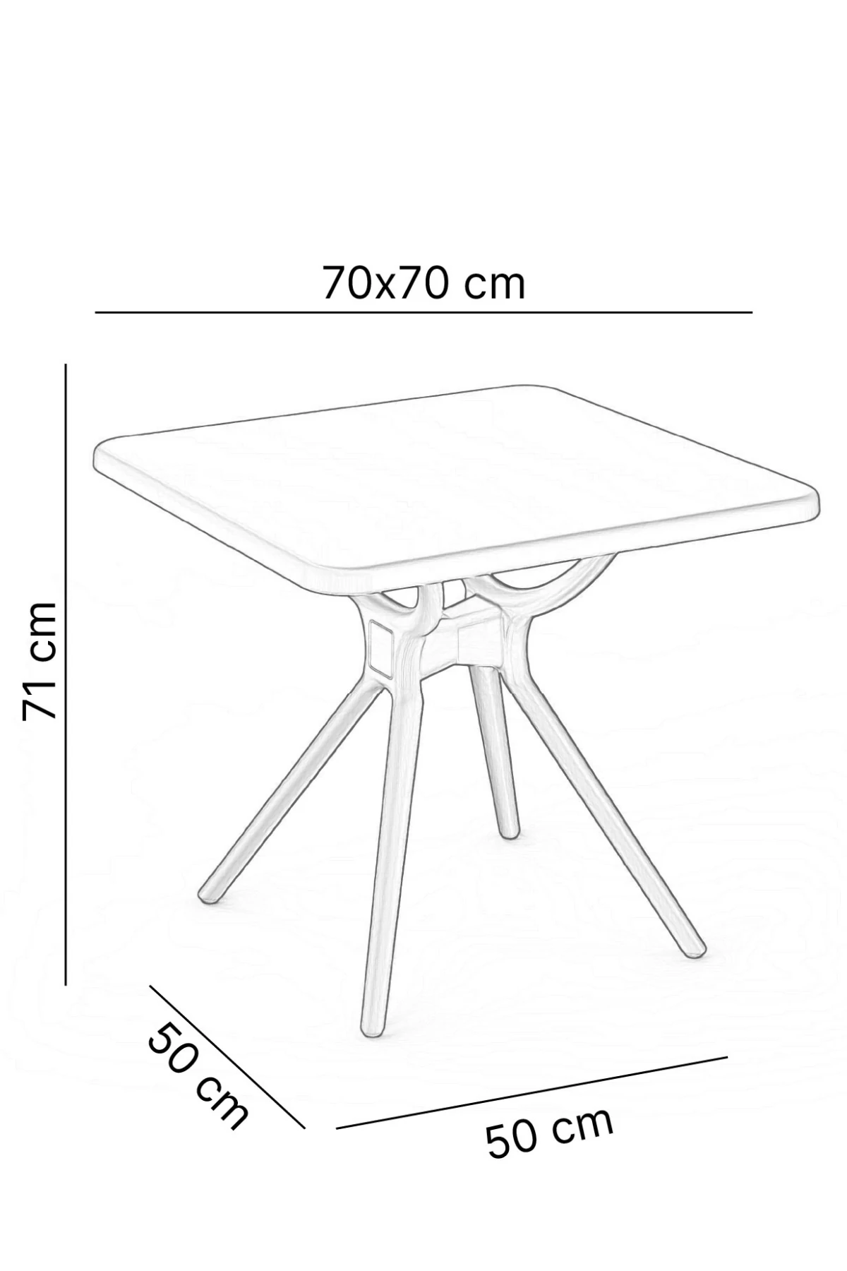 Himalaya 70x70 Kafe Ve Bahçe Masası Siyah