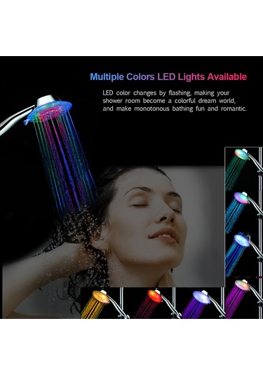 Tenfowee Renkli Led Işıklı El Fırçası Duş Başlığı - Su Akışı İle Çalışır, Rgb/sadece Renkli Modlar, 25cm Büyüklük, Silver Abs Ve Metal Diğer