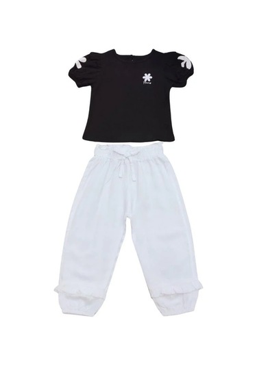 Kız Bebek Pamuklu Pantolonlutakım-13886 Siyah