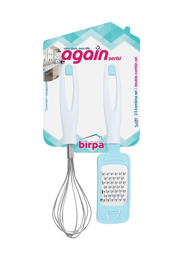 Again Saplı Mini Rende & No 1 Çırpıcı Seti Beyaz