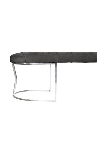 VİEGO SILVER ANTRASİT-Kapitoneli Model Puf&Bench&Koltuk-Oturak-Uzun Makyaj Puff-Yatak Odası Ucu&Önü