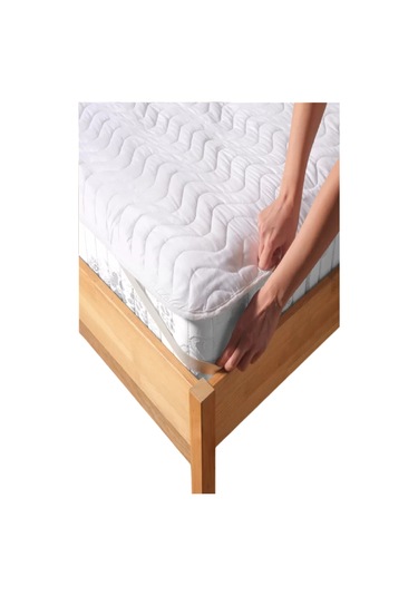 Derbey Kapitoneli Sıvı Geçirmez Alez 220x200 Cm Çift Kişilik Köşe Lastikli Beyaz