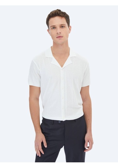 Ekru Regular Fit Casual Gömlek Ekru