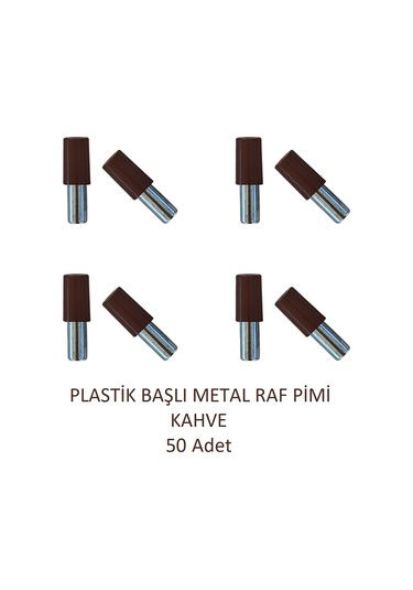 Plastik Başlı Metal Raf Pimi, Kahve 50 Adet Kahve