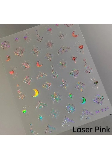 Yıldız Ay Aşk Kalp Kolye Kavisli Çizgi Ark Sıcak Damgalama Retro 5d Nail Art Etiketler Dekorasyon Yapışkanlı Manikür Çıkartmaları Dıy Karışık Renkler