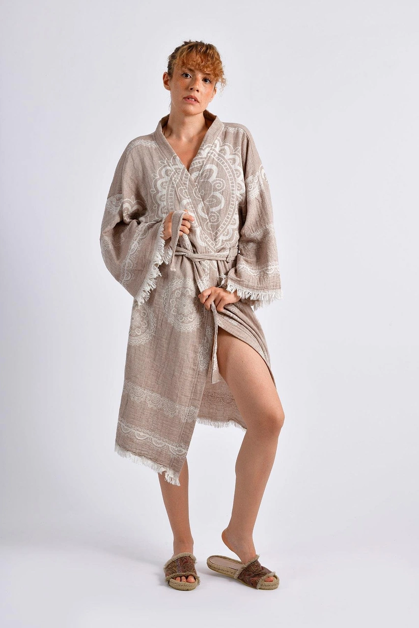 Brandsmithshop Bej Mandala Kimono Çok Renkli