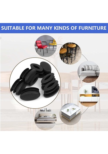 32 Parça Plastik Boru Uç Kapakları Mobilya Ayakları Oval Uç Kapakları Plastik Sandalye Bacak Koruyucuları Dolap Sandalyesi İçin Oval Boru Tapası Oval Boru Ek Parçası 15x30mm, Siyah Diğer