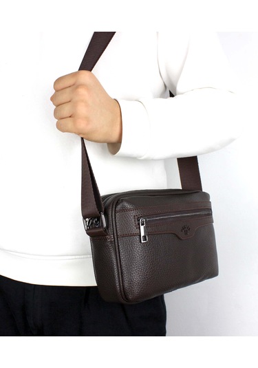 Erkek Kahverengi Ayarlanabilir Omuz Askılı Çapraz Omuz Çantası Kahverengi