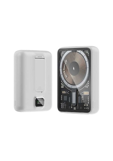 Dancemonkey W Taşınabilir Süper Stand Şarj Q16 Mıknatıslı Kablosuz Hızlı Şarj Cihazı Beyaz 10000mah 22.5w Beyaz