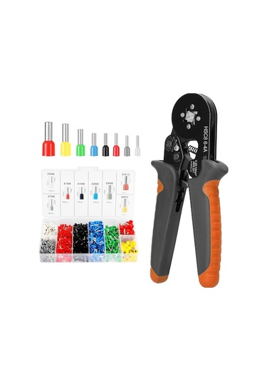 Manuel Çubuk Pres Takımı, 0.25-10mm² Awg23-7 , Siyah-turuncu, 1200 Adet Terminal Kutusuyla, Yüksek Dayanıklı Çelik, Hassas Presleme