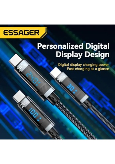 Willowhaven Essager 240w Dokuma Usb C Kablo 2 Adet Macbook Uyumlu Pro 2020 İpad Uyumlu Pro Şarj Kablosu 200cm Gri