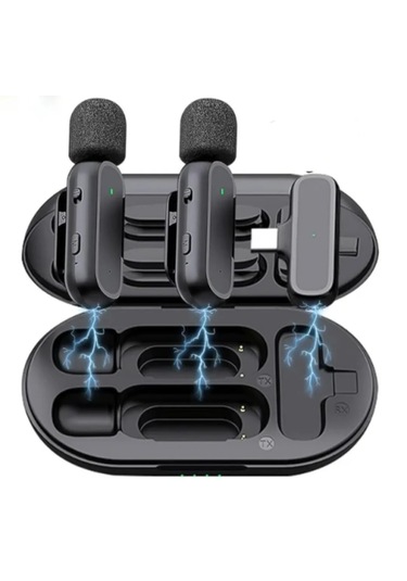 K61 Type-c Kablosuz Yaka Mikrofonu Şarj Kutulu Youtube Facebook