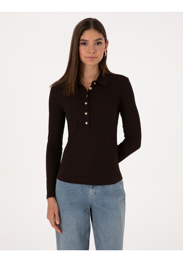 Pierre Cardin Kadın Kahverengi Bluz Örme 50309153-vr029 Kahverengi