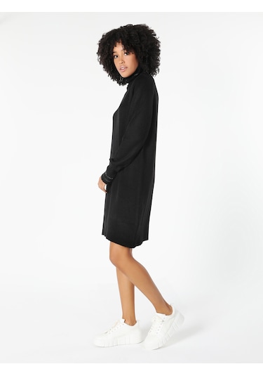 Colins Regular Fit Balıkçı Yaka Siyah Kadın Elbise Cl1061449 Q1 V 001