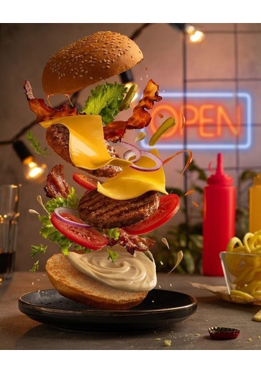 Hamburger 2 Kanvas Tablo Ev Duvar Salon Ofis Dükkan Hediyelik Dekarasyon Süsü