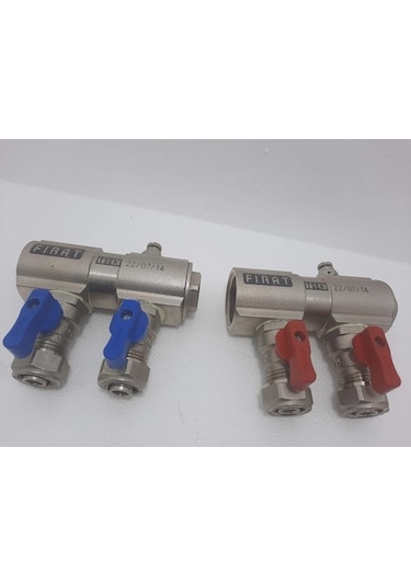 Fırat 1"Mini Küresel Vanalı Kollektör Takımı (1 Kırmızı 1 Mavi)